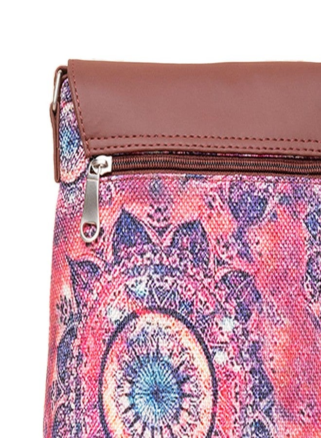 ZOUK حقيبة زوك ذات الغطاء القلاب | حقائب كروس بودي للنساء | حقائب يد نسائية | أنيقة | حقيبة سهرة من الجلد النباتي | مناسبة للسفر والعمل | محفظة | طبعة شاكرا الفضاء - Image 4